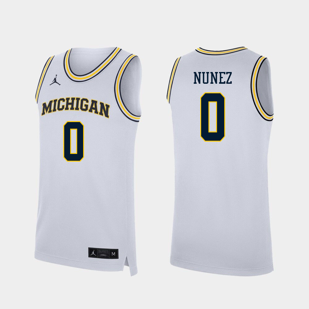 Men #0 Adrien Nunez Michigan Wolverines College Basketball Jerseys Sale-White - Click Image to Close